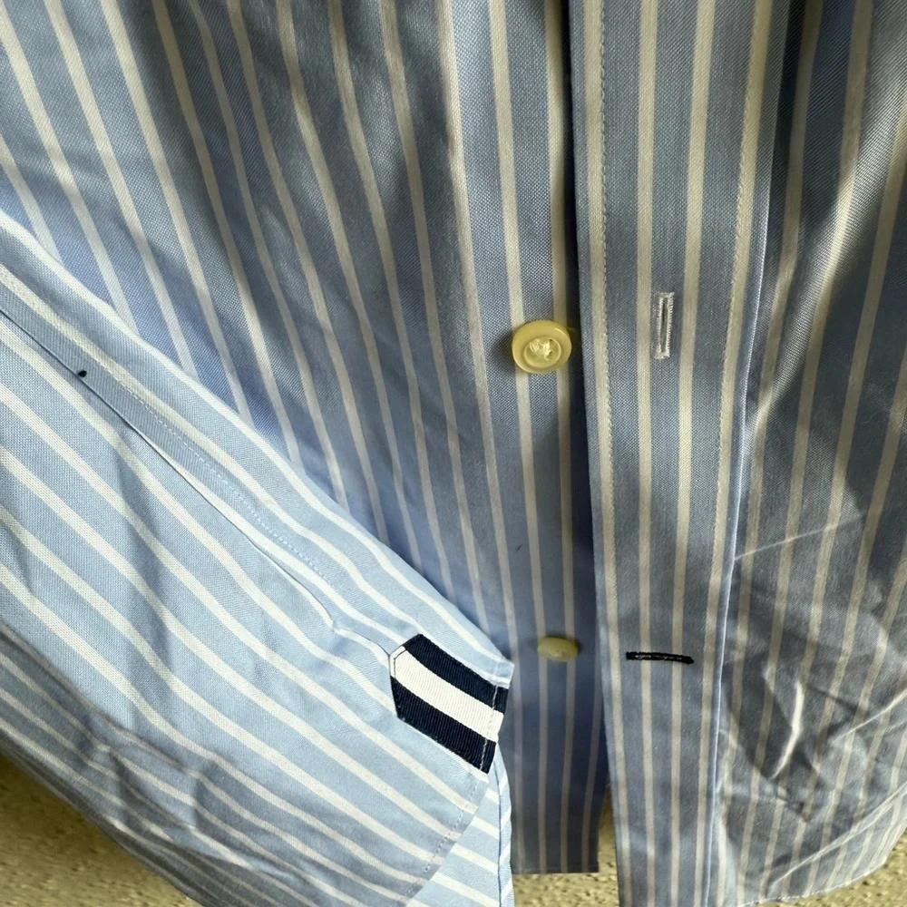 Banana Republic Blue and White Dress Shirt with Pinstripes